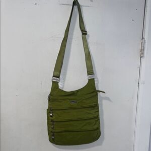BAGGALLINI Lime Green Big Zipper Crossbody Purse
